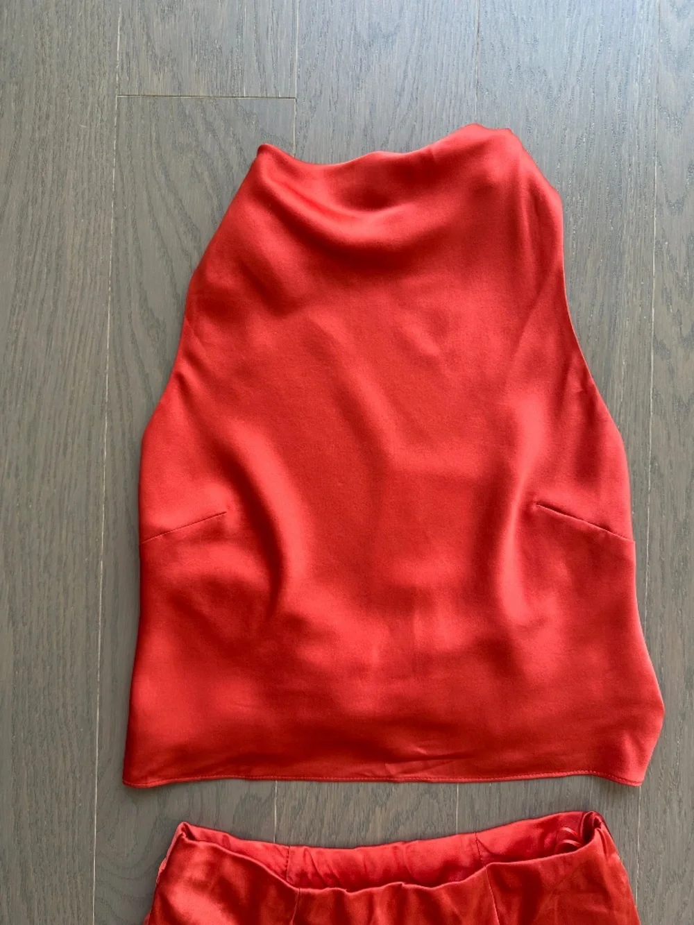 Reformation SERA Two Piece Silk Maxi Skirt Set Red Coral Orange Sz 0 - With Tags - Picture 6 of 12